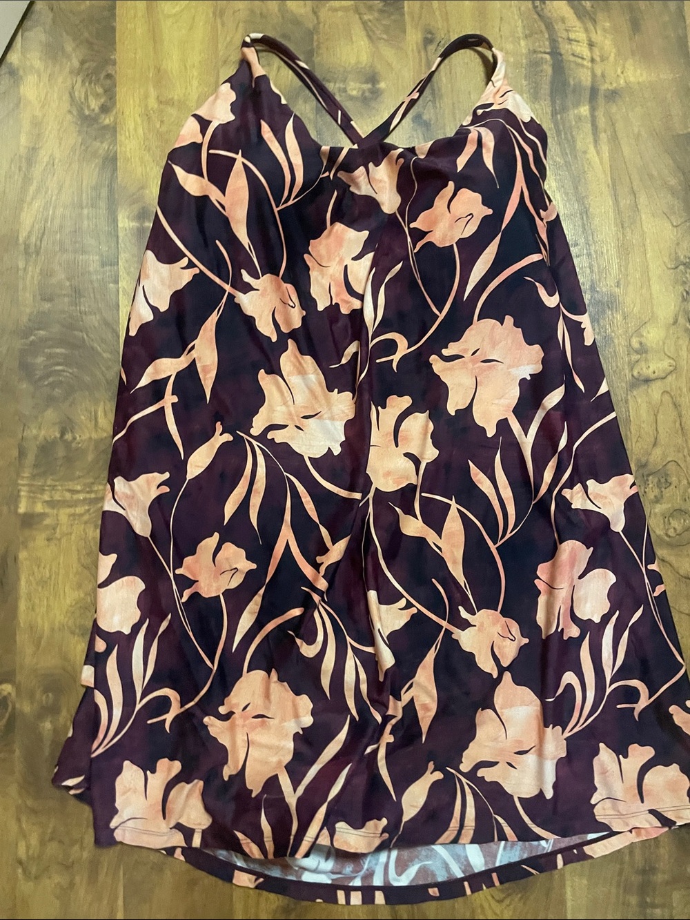 Women's Floral Swimdress in Burgundy and Blush